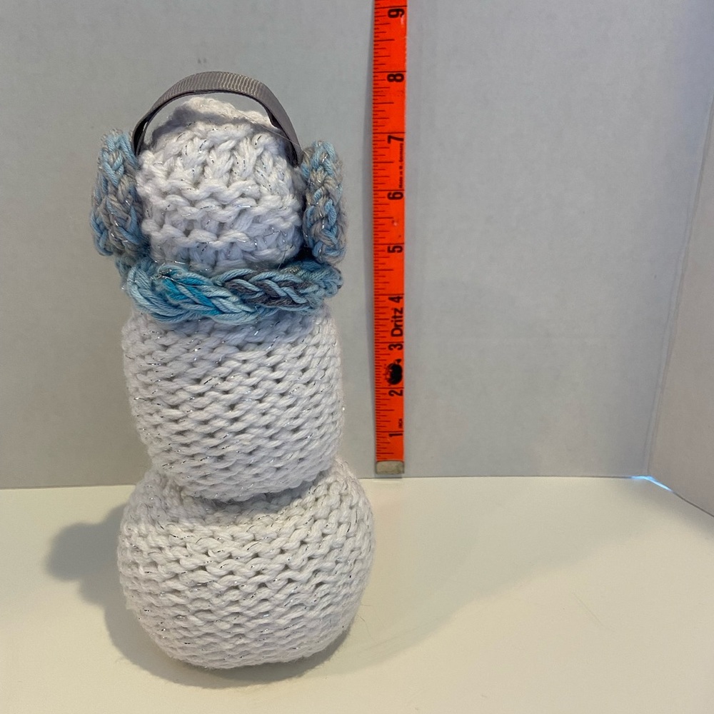 Snowman Stuffed Little Knit silver blue earmuffs - Picture 3 of 4